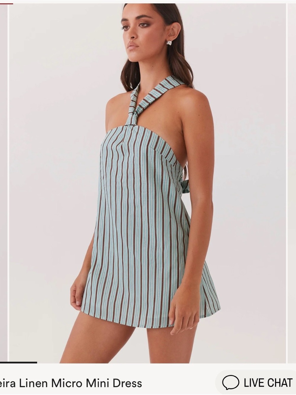 Peppermayo Aqua and Brown Striped Halter Mini Dress, size 2, NWT